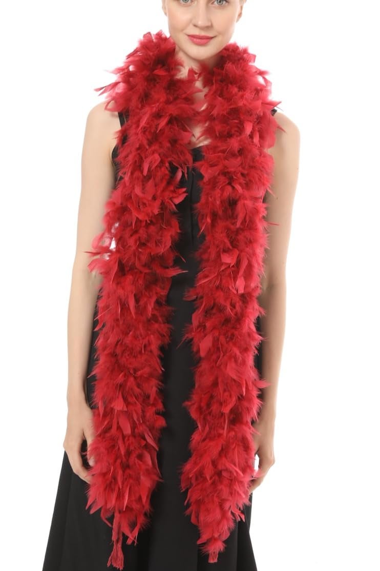 Flydreamfeathers 80 Gram, 2 yards Long Turkey Chandelle Feather Boa 10 Color, Great for Party, Wedding, Halloween Costume, Christmas Tree Decoration (Burgundy) - Image 2